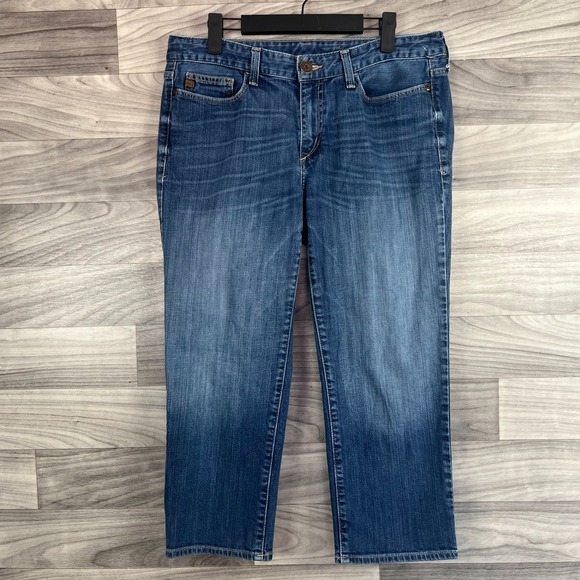 Eddie Bauer Capri Jeans Womens Size 12 Blue Denim Stretch Straight Leg Curvy Fit - Picture 8 of 14